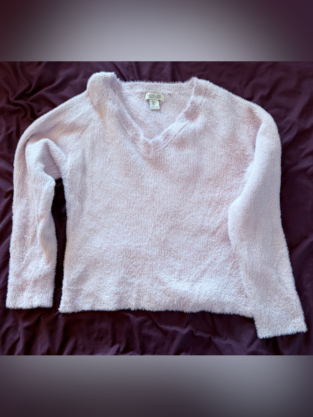 Rachel Zoe Plush V-Neck Sweater in Light Purple/Lilac color - W Large